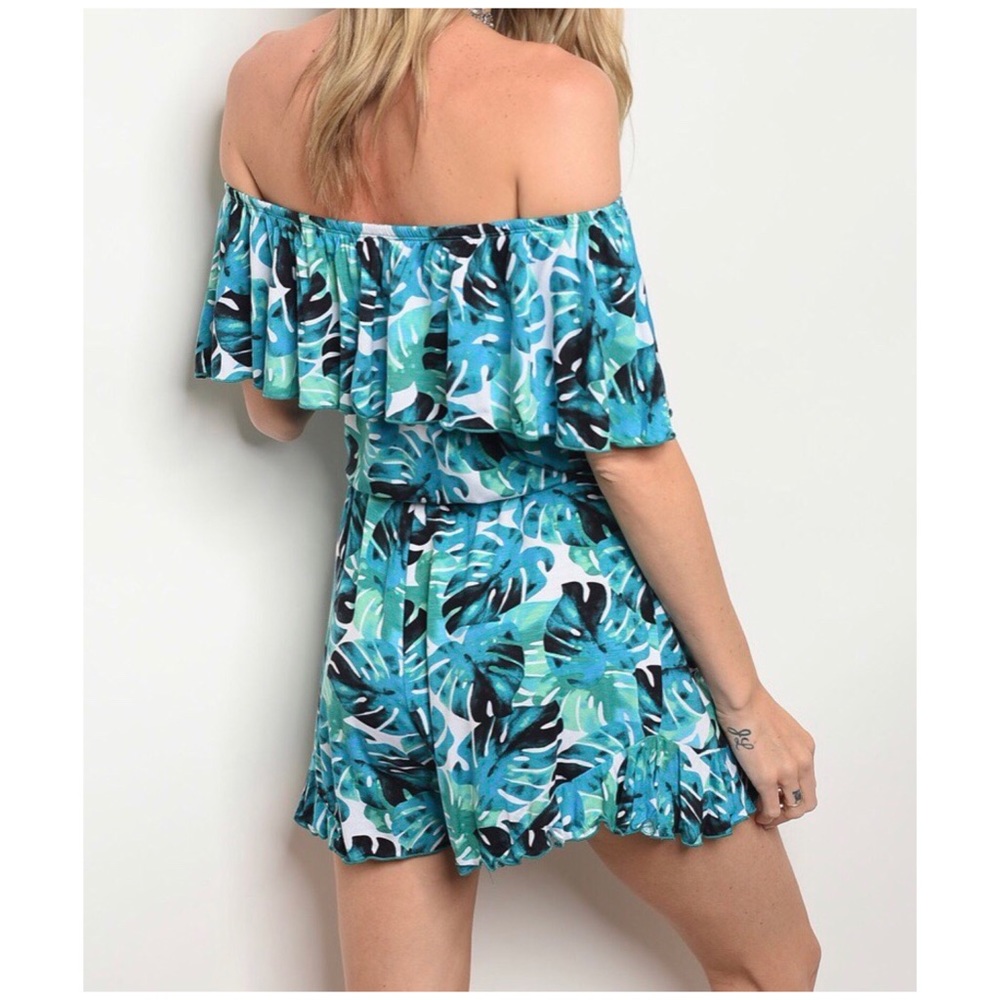 ☀️LAST1️⃣//OFF SHOULDER PALM LEAVES ROMPER - Picture 5 of 11